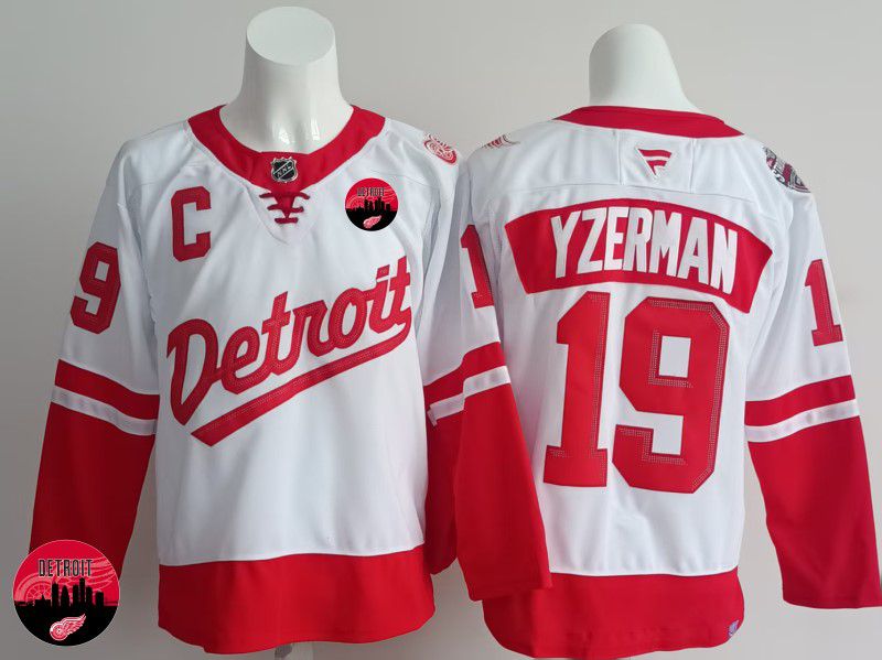 Men Detroit Red Wings #19 Yzerman White 2025 Fanatics Home Premium NHL Jersey style 5->detroit red wings->NHL Jersey